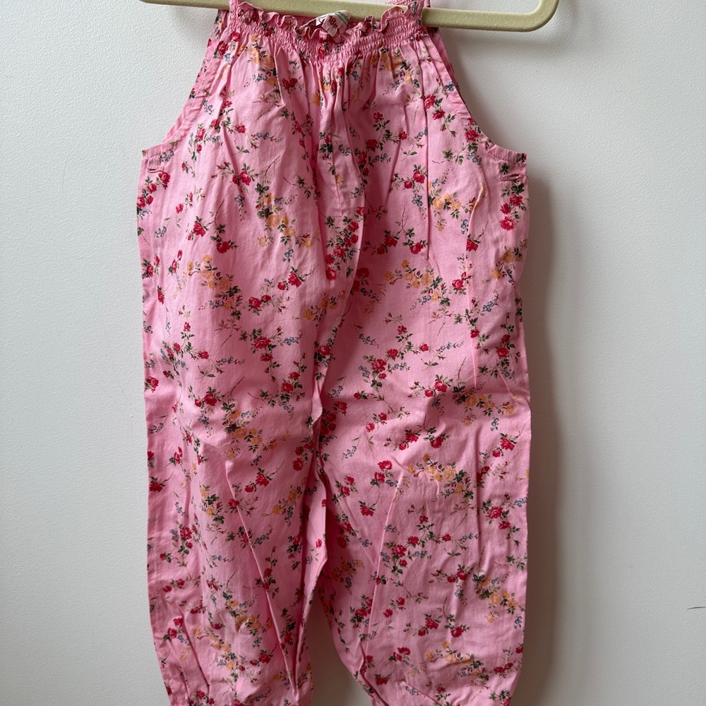 Bonpoint Floral Pink Overalls